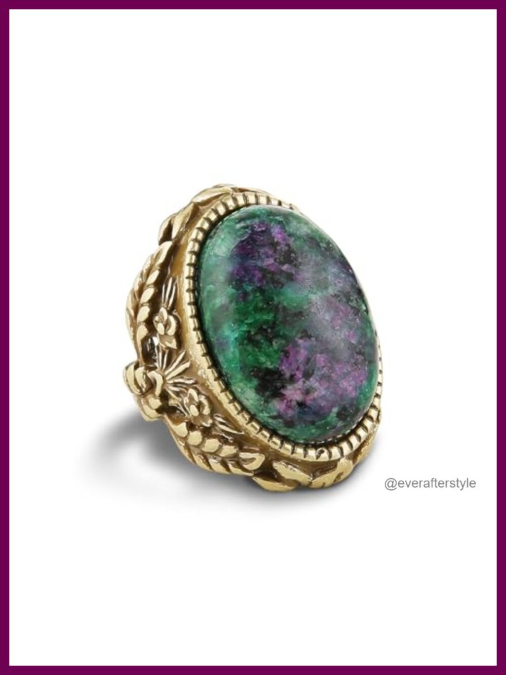 Open Brass Statement Ring Adjustable Natural Turquoise Handmade Chunky